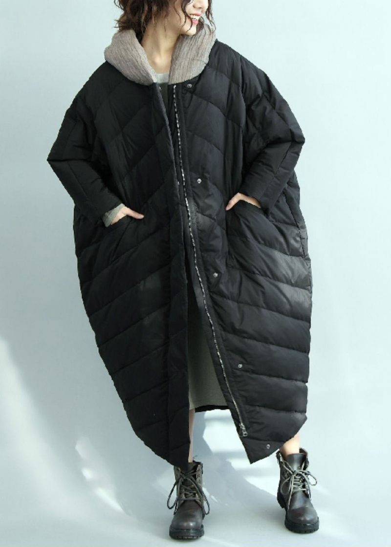 Casual Svart Hooded Oversized Duck Down Parka Winter - Dunjackor för kvinnor