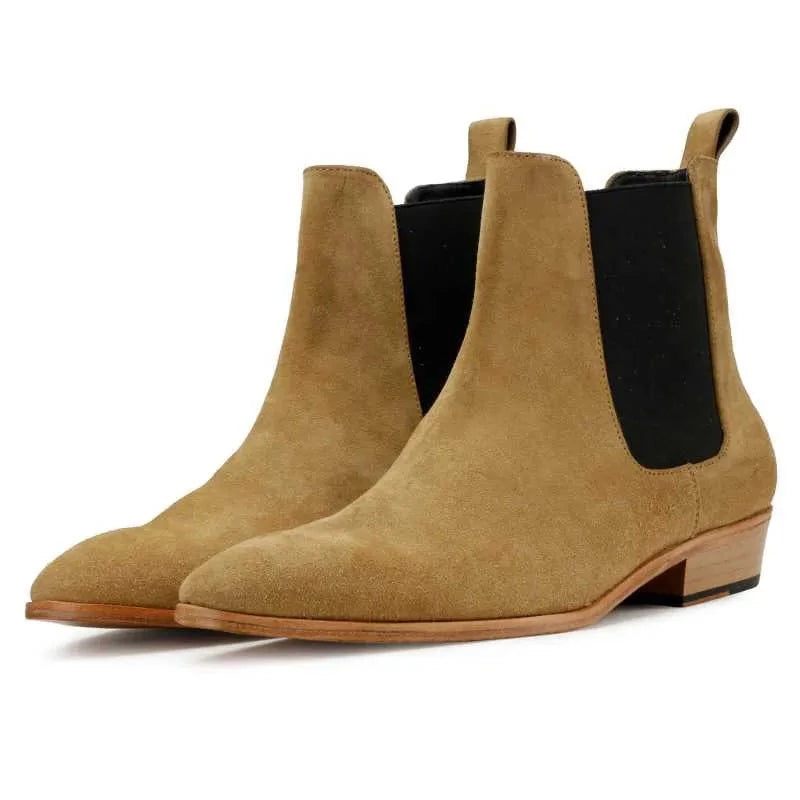 Chelsea Boots Handgjorda Vinter Män Skor Add Velvet Work Basic Designer Herr - Brun