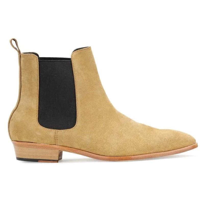 Chelsea Boots Handgjorda Vinter Män Skor Add Velvet Work Basic Designer Herr - Brun