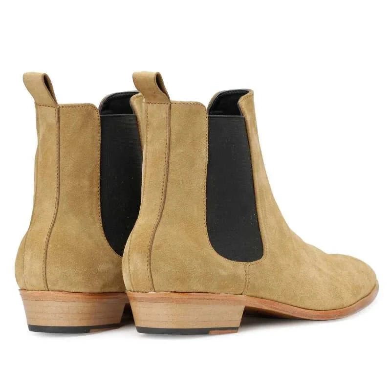 Chelsea Boots Handgjorda Vinter Män Skor Add Velvet Work Basic Designer Herr - Brun