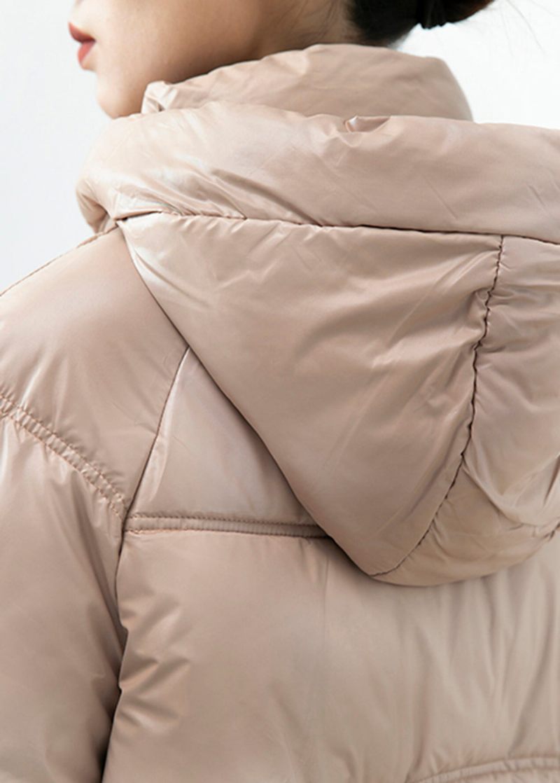 Chic Khaki Hooded Oversized Duck Down Puffer Jacka Vinter - Dunjackor för kvinnor