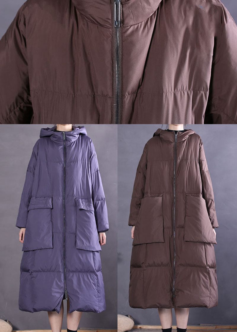 Chokladfickor Duck Down Coat Zip Up Winter - Lila