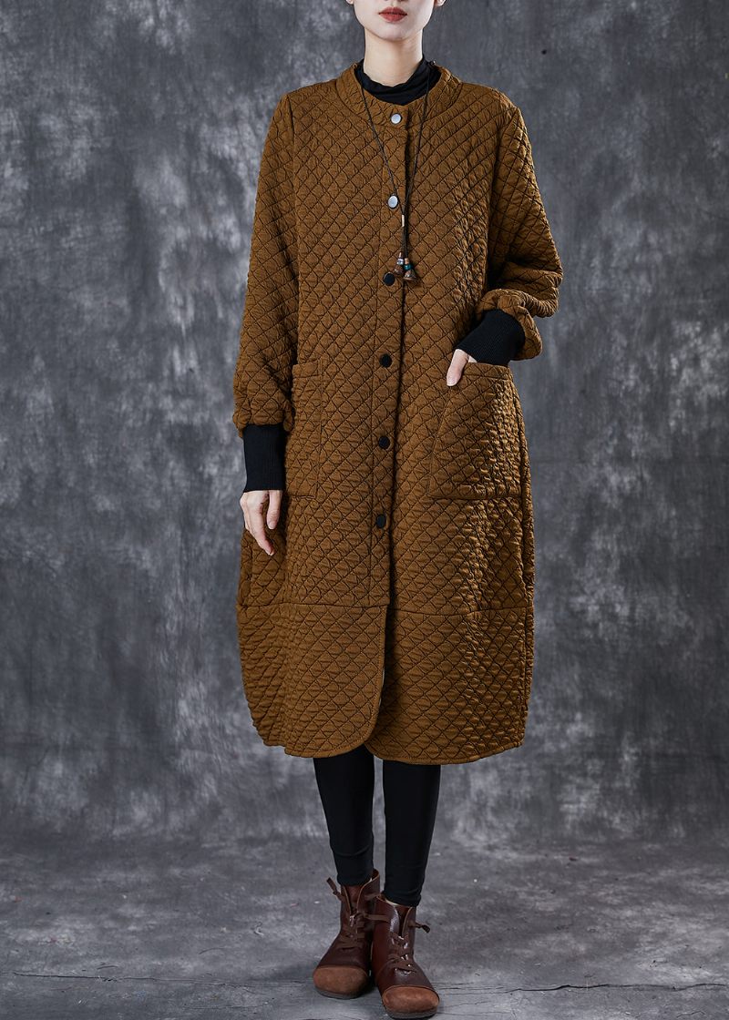 Coffee Cotton Coat Ytterkläder Oversized Fickor Spring