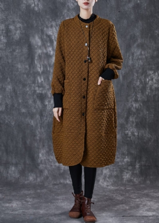 Coffee Cotton Coat Ytterkläder Oversized Fickor Spring