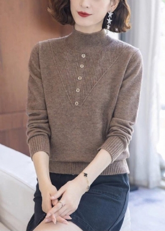 Coffee Cozy Knit Ull Sticka Tröjor Turtleneck Spring