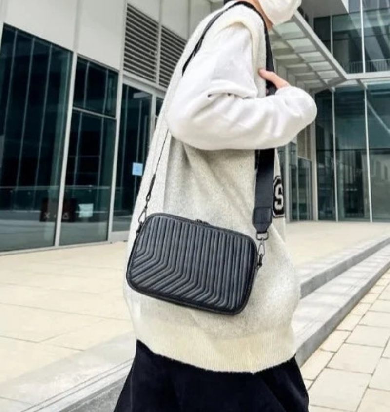 Crossbody-väska Herrdesign Bred Axelrem Casual Par Style - Svart