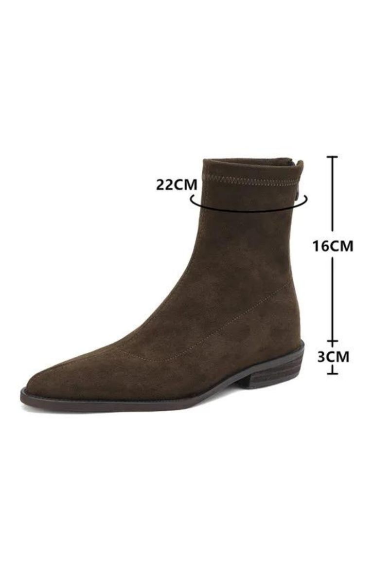 Dam Ankel Boots Stretch Casual Flock - Grön