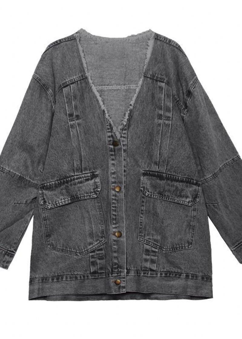 Dam Denimblå Fin Trenchcoat Shape Button Down Ytterkläder - Blå