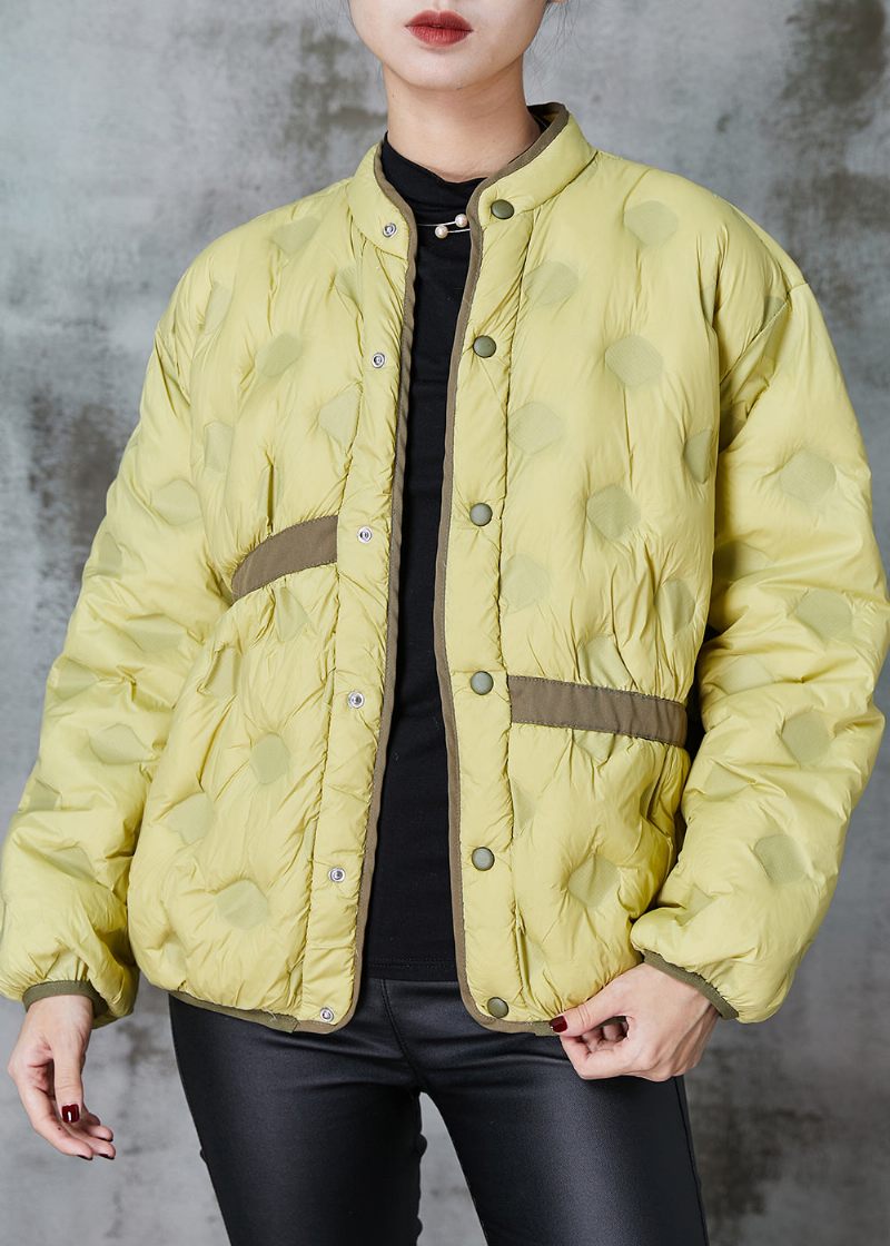 Dam Gräsgrön Asymmetrisk Patchwork Duck Down Puffer Coat Spring