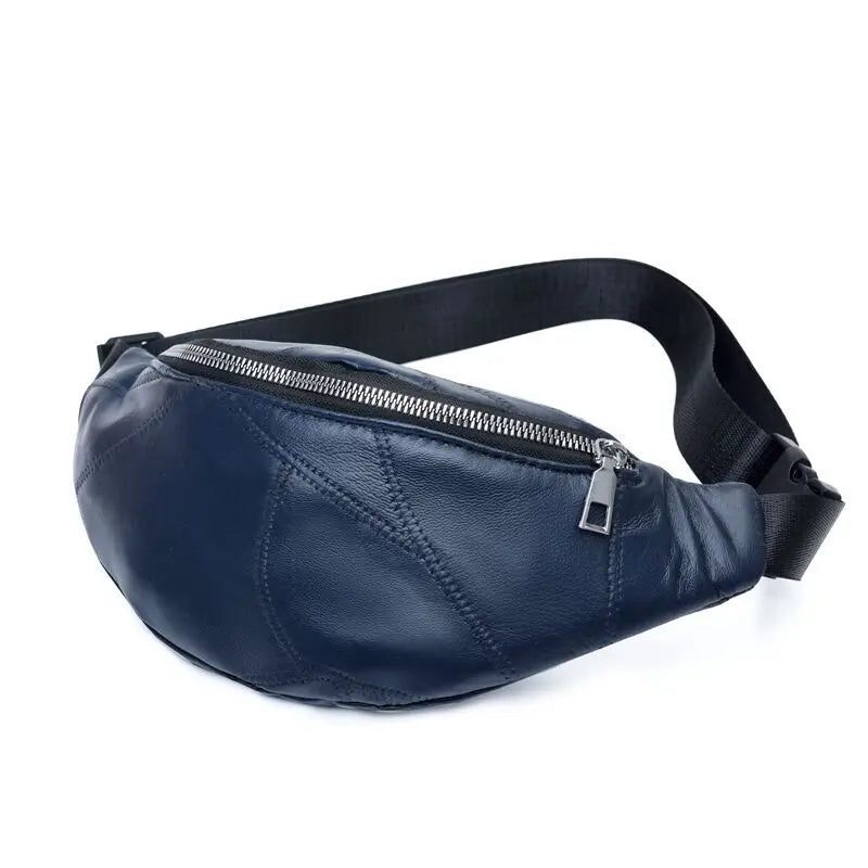 Dam Läderpåse Sac Fanny Pack Sac Femme Packs Midjepack Bröstväska - Blå