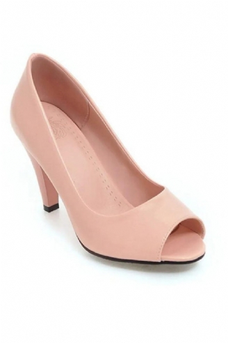 Dam Skor Med Höga Klackar Klassiska Spring Peep Toe Pumps Elegant