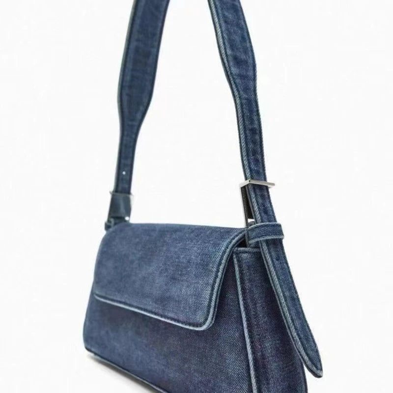 Damväska Summer Hundreds Flap Blå Jeansväska Commuter Single Shoulder Armhåla Bag Female - Blå