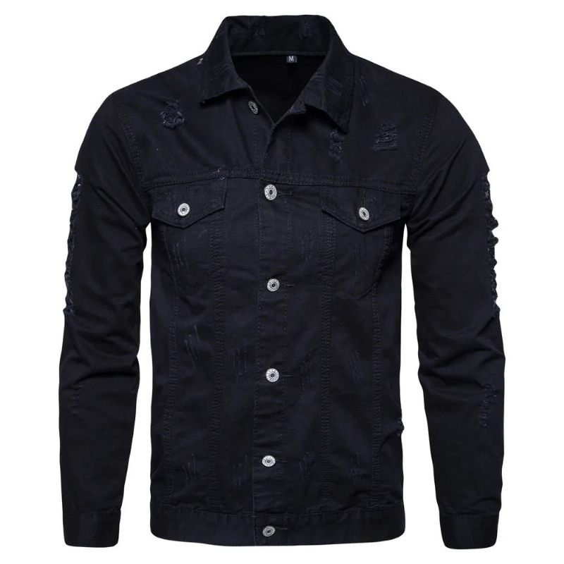 Denim Casual Jacka Solid Single Breasted Patch Pocket Kläder Skinnjacka - Grön