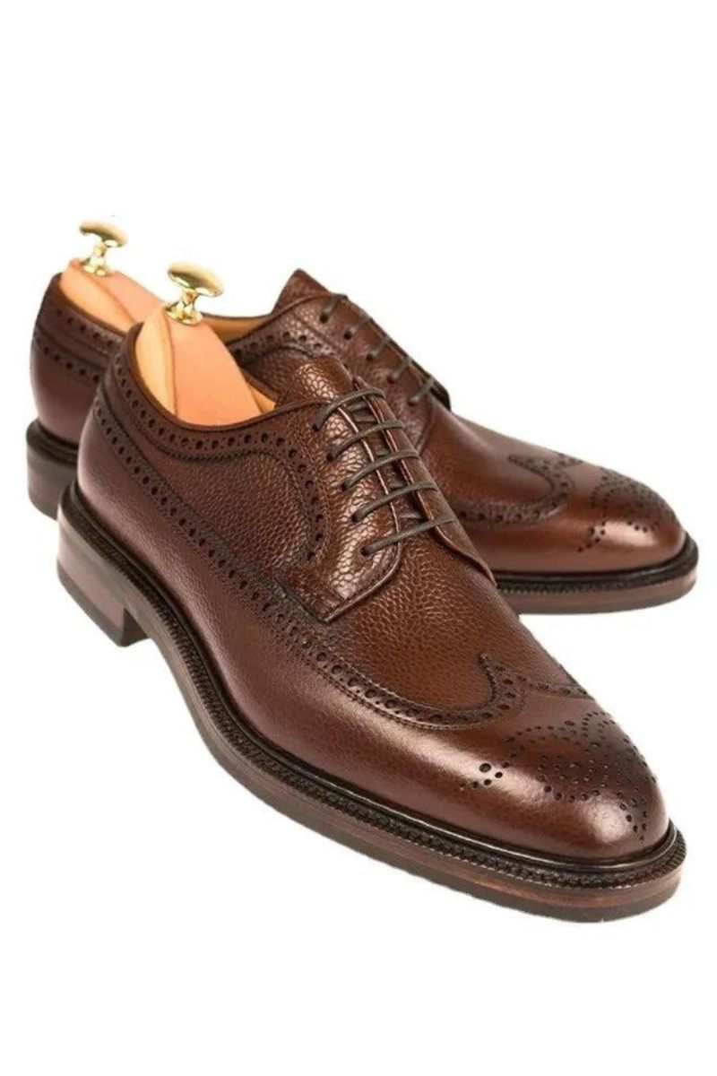 Derby Brogue Brudgum Designerklänning Bästa Män Skor Äkta Läder Original Handgjorda Business För Män