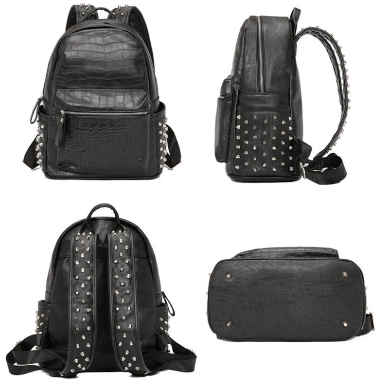 Design Unisex-ryggsäck Stor Kapacitet Daypack Alligator Laptopväska Reseryggsäckar Svart - Svart