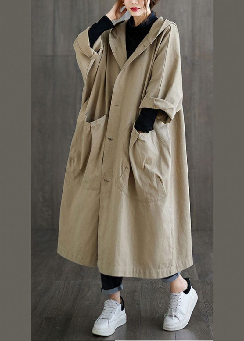 Diy Khaki Hooded Ficks Cotton Coat Spring