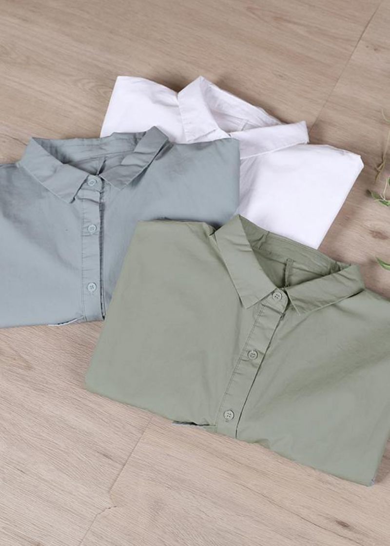 Diy White Spring Long Shirts Skjorta Toppar Långärmad - Vit