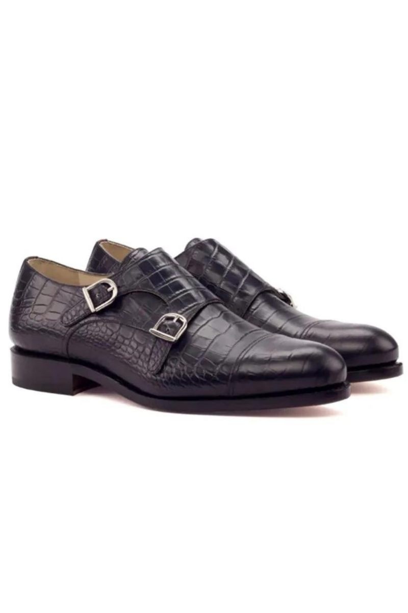 Double Monk Strap Style Dress Herr Skor Office Best Man Shoe Designer Handgjorda Äkta Läder Man