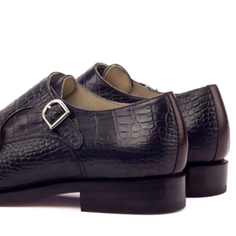 Double Monk Strap Style Dress Herr Skor Office Best Man Shoe Designer Handgjorda Äkta Läder Man - Blå