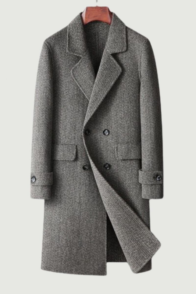 Dubbelknäppta Trenchcoats Män Män Blandningar Vinterjackor Varm Kappa Herr Mellanlång Business Casual Jacka