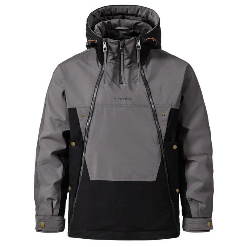 Dunjacka Herr Vinter Pufferjacka Color Block Patchwork Kappor Man Cargo Dunrock Campingjackor - Grön