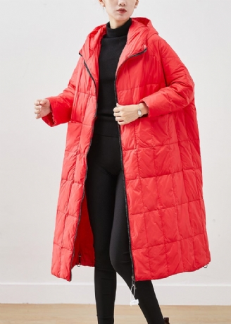 Ekologisk Röd Oversized Warm Duck Down Puffers Jackor Vinter