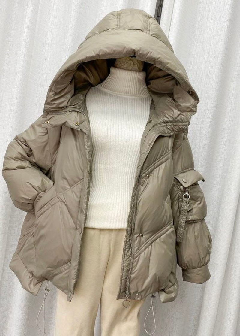 Elegant Beige Huva Dragsko Anka Dunjacka Vinter - Beige