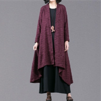 Elegant Lila Jacquard Maxirock Trendig Plus Size Baggy Stor Fåll Asymmetrisk Design Trenchcoat Fin Patchwork Kappa