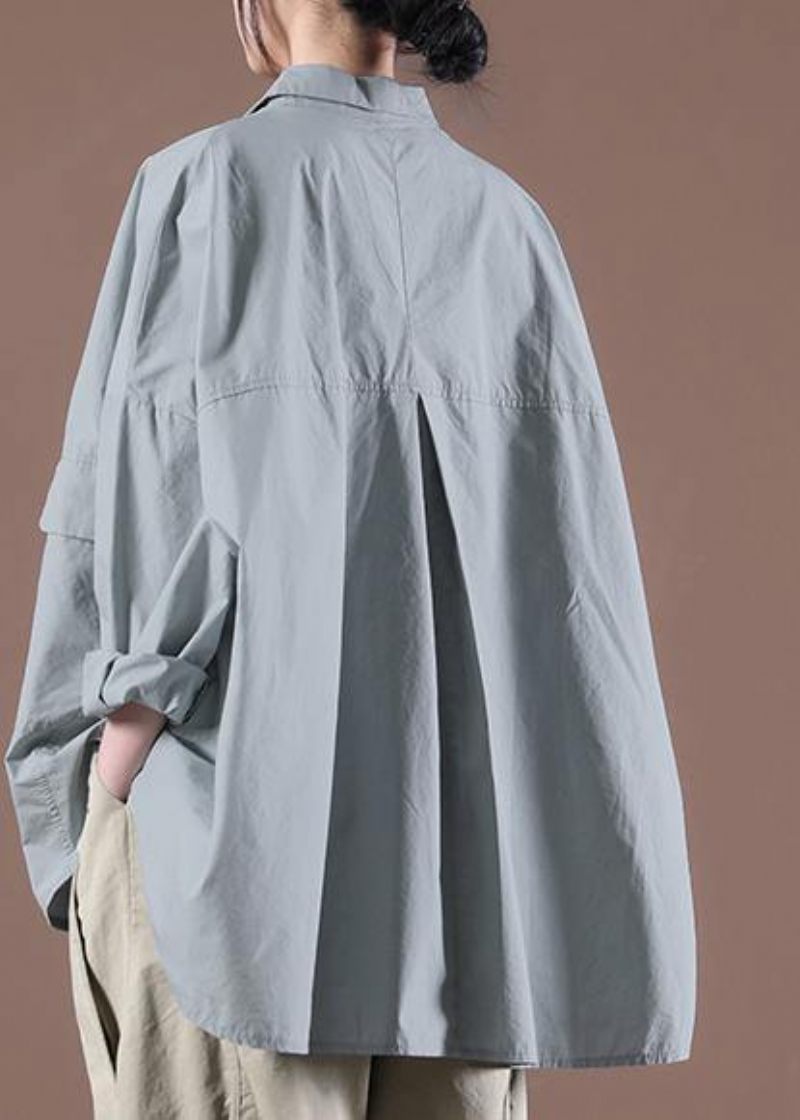 Elegant Ljusgrön Fjäder Asymmetrisk Design Topp Långärmad - Vit