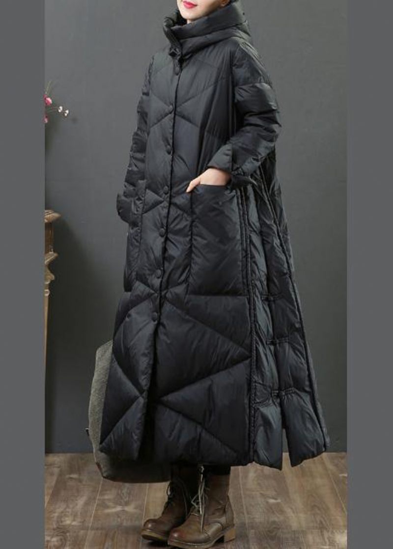 Elegant Plus Size Kläder Dam Parkas Jackor Svart Huva Button Down Jacka Kvinna - Rosa