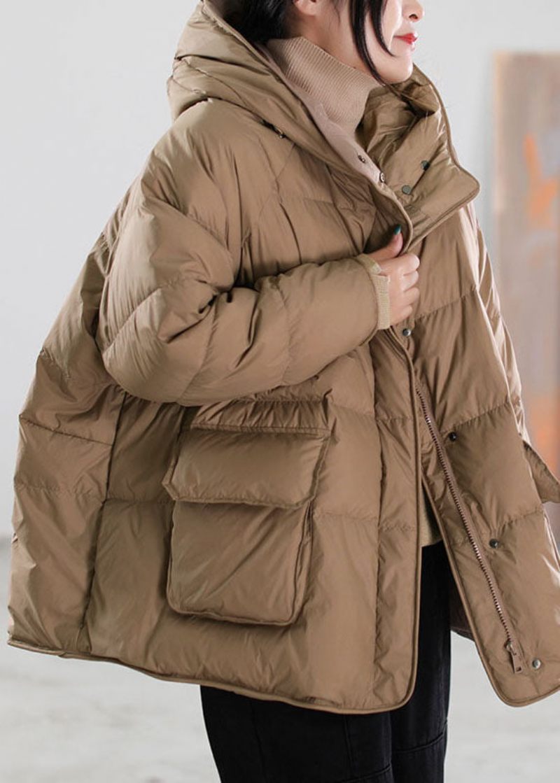 Elegant Röd Hooded Duck Down Puffer Coat Vinter - Röd