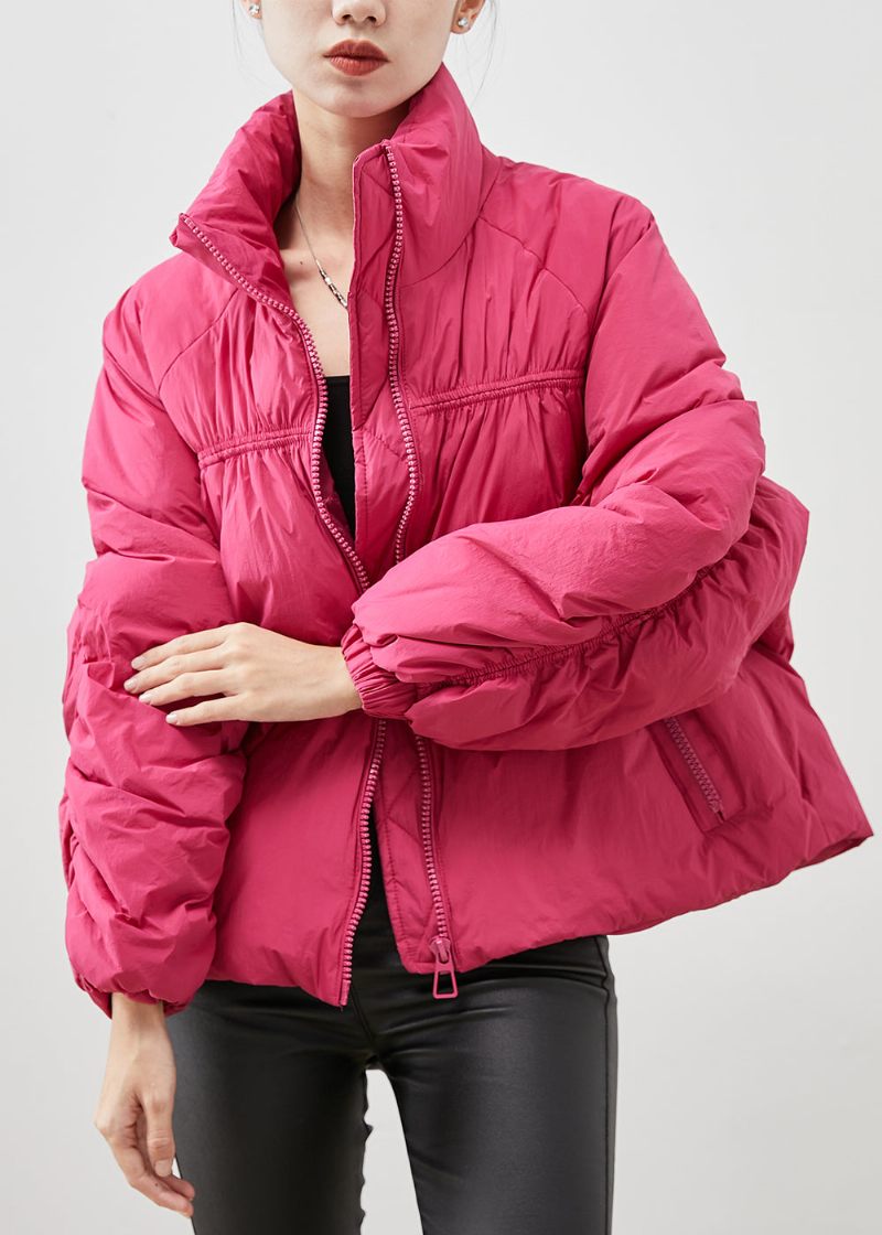 Elegant Rose Zip Up Skrynklig Duck Down Dunrock Vinter