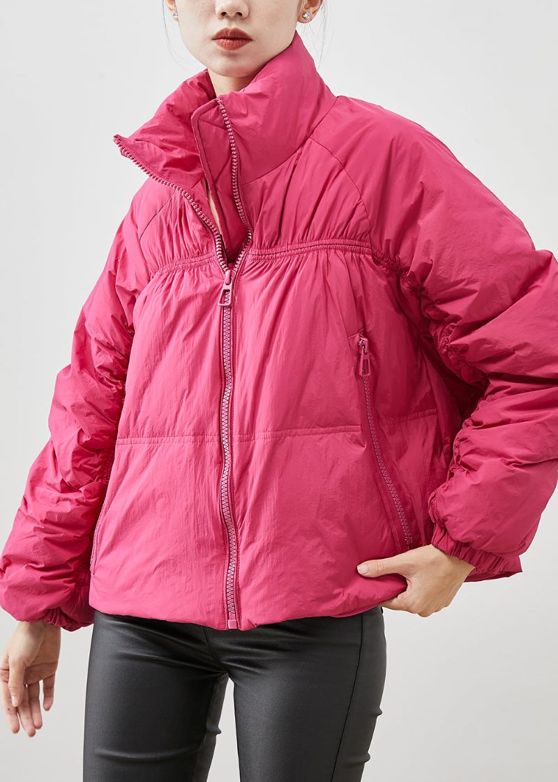 Elegant Rose Zip Up Skrynklig Duck Down Dunrock Vinter - Dunjackor för kvinnor