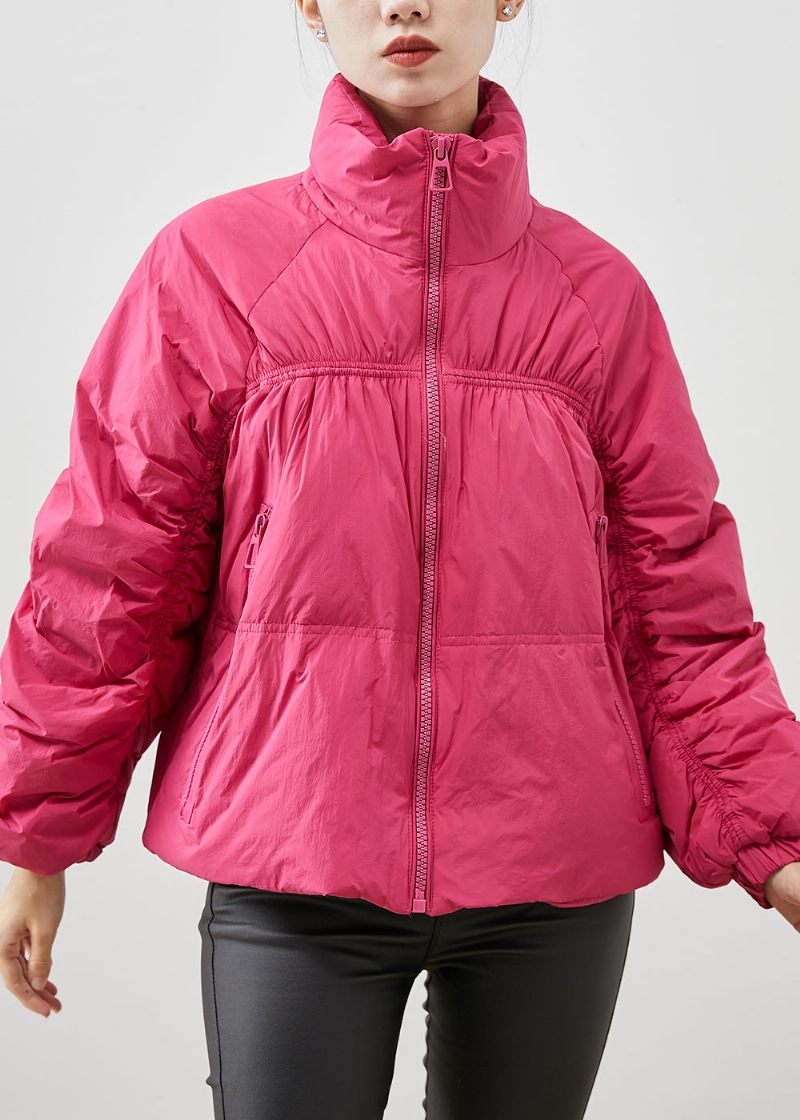 Elegant Rose Zip Up Skrynklig Duck Down Dunrock Vinter - Dunjackor för kvinnor