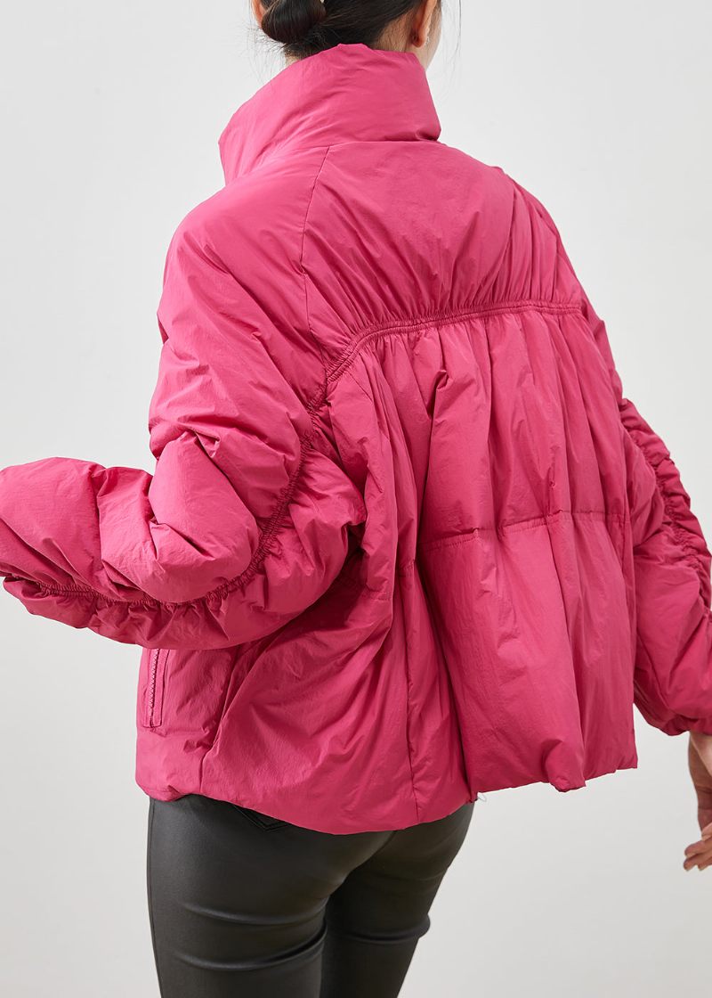 Elegant Rose Zip Up Skrynklig Duck Down Dunrock Vinter - Dunjackor för kvinnor