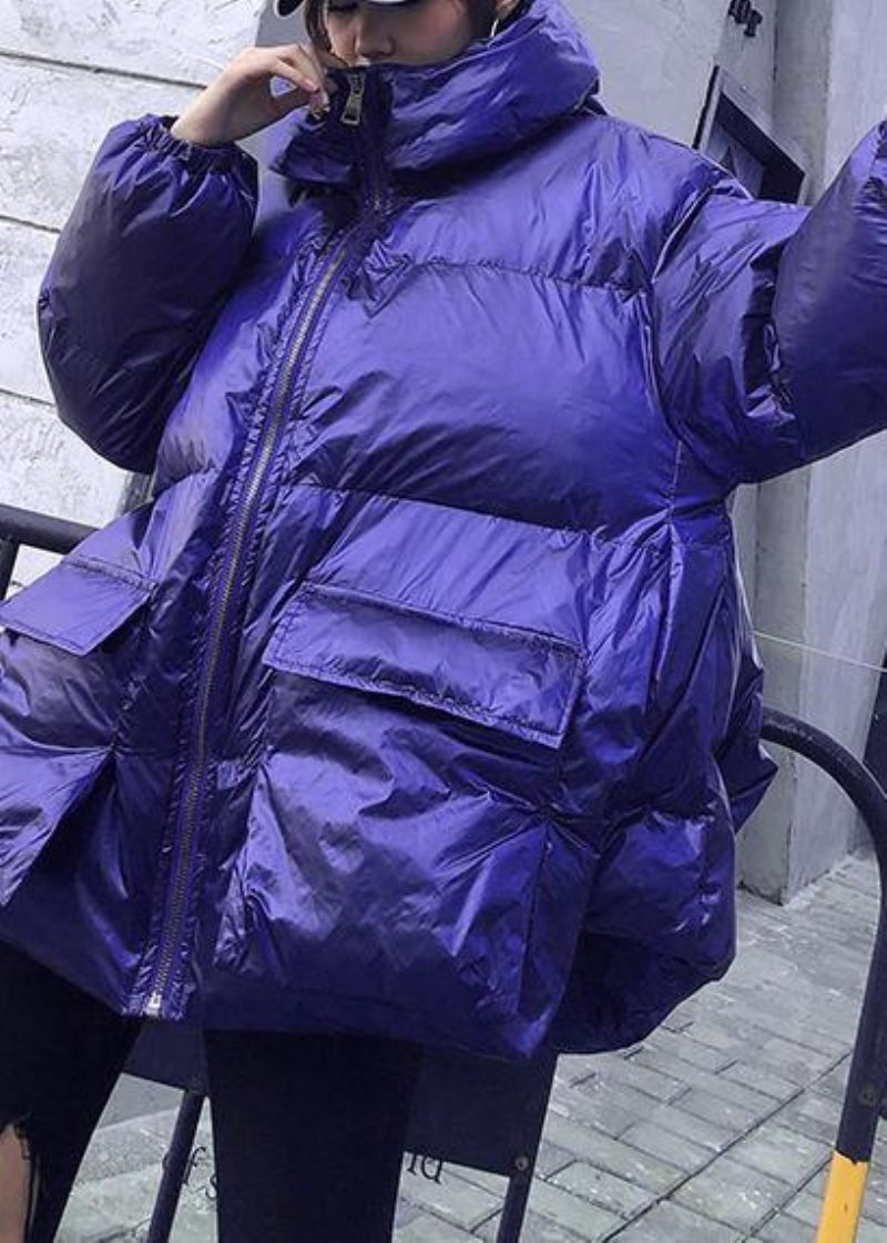 Elegant Trendig Plus Size Jackor Kappor Blå Huvfickor Dam Parkas - Lila