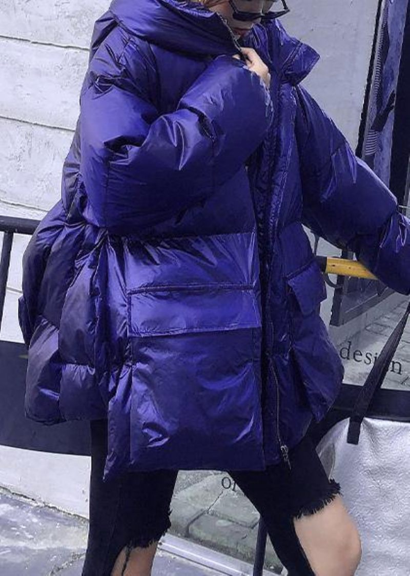 Elegant Trendig Plus Size Jackor Kappor Blå Huvfickor Dam Parkas - Lila