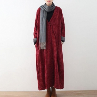 Eleganta Vinröda Bomullsjackor Casual Maxi Coat Vintage Trenchcoat Tjock