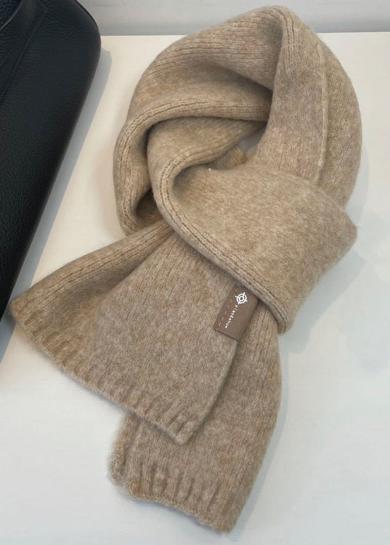 Enkel Beige Mysig Tjock Varm Woolen Scarf