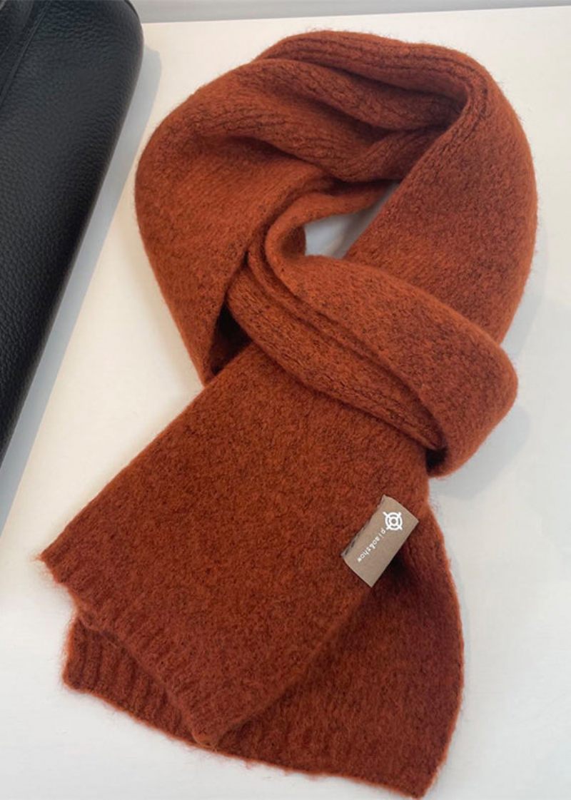 Enkel Beige Mysig Tjock Varm Woolen Scarf - Ullrockar för kvinnor