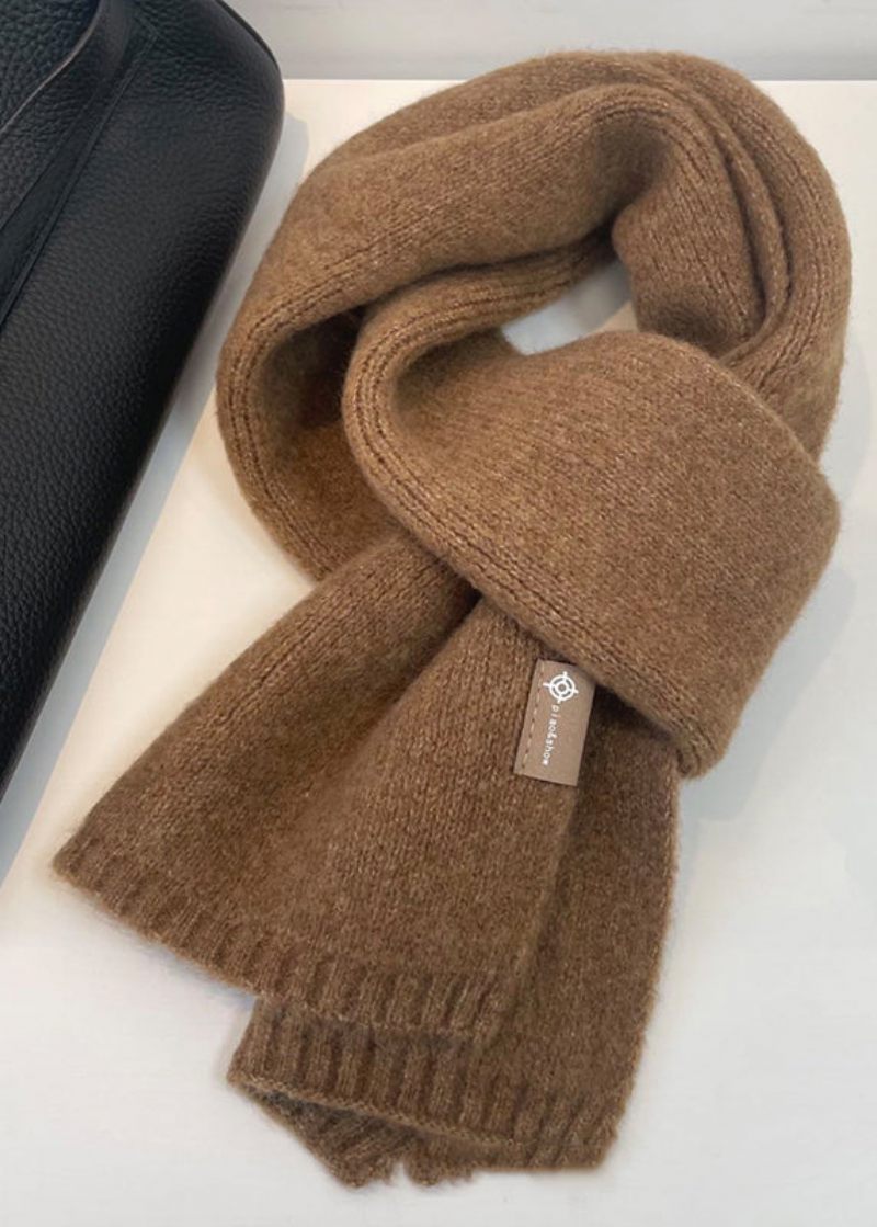 Enkel Beige Mysig Tjock Varm Woolen Scarf - Ullrockar för kvinnor