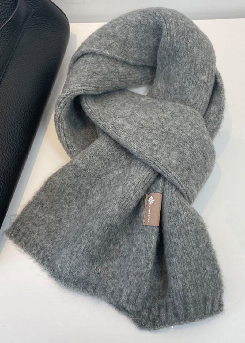 Enkel Beige Mysig Tjock Varm Woolen Scarf - Ullrockar för kvinnor