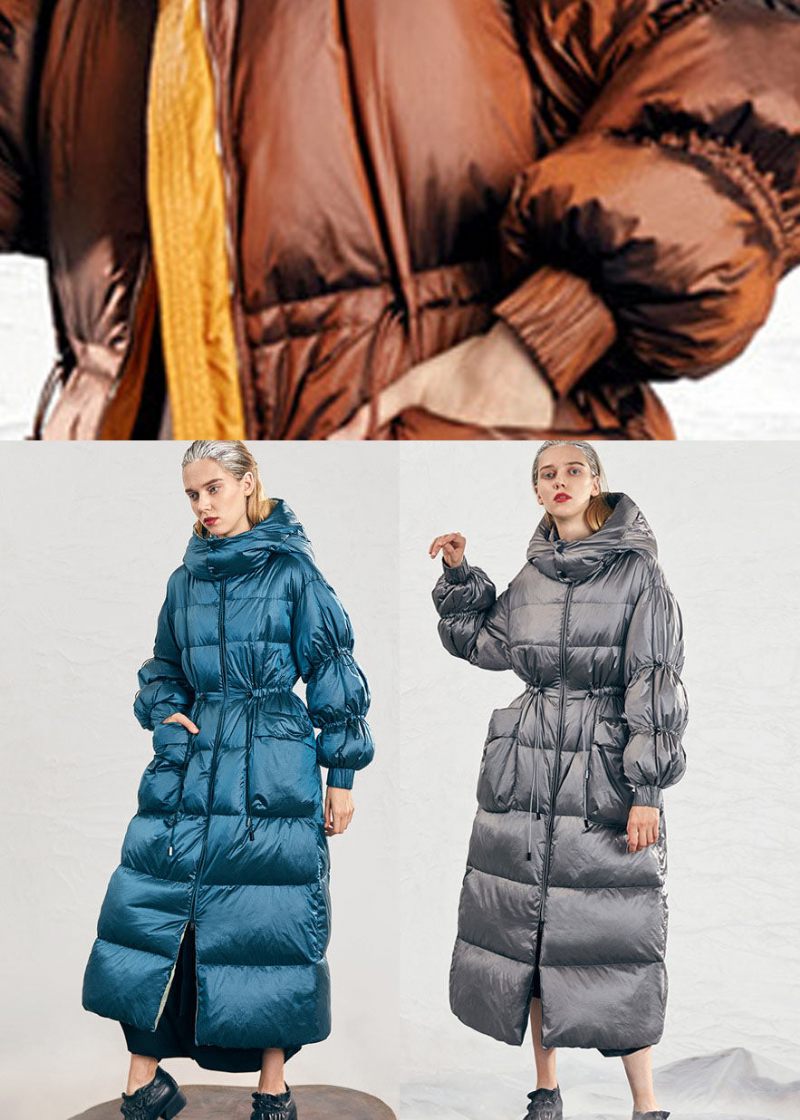 Enkel Caramel Mode Dragsko Tjock Vinter Duck Down Puffer Coat - Karamell