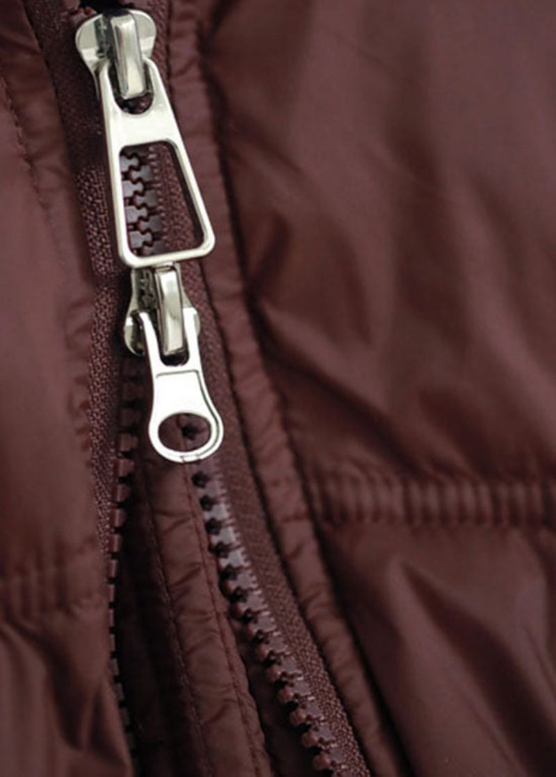 Enkel Choklad Zip Up Loose Duck Down Dunrockar Vinter - Dunjackor för kvinnor