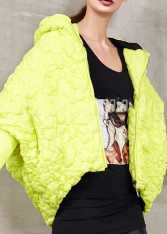 Fashion Yellow Zip Up-mantel Duck Down Vinterdunkappa