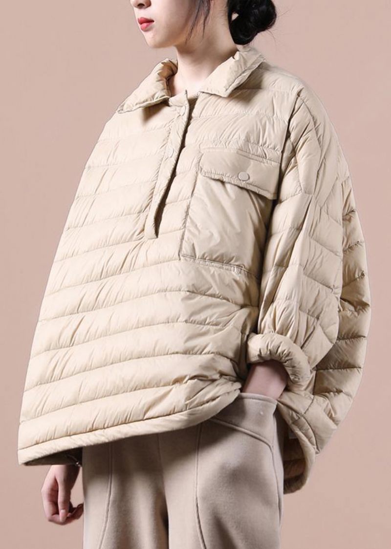 Fin Khaki Dunrock Trendiga Plus Size Snöjackor Kavajfickor Kvinnor Vinter Ytterkläder - Khaki