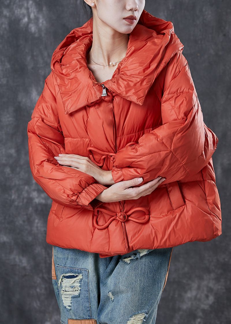 Fin Orange Huva Dragsko Duck Down Puffer Coat Vinter