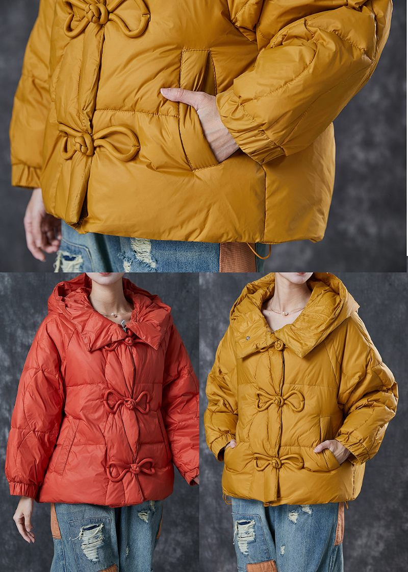 Fin Orange Huva Dragsko Duck Down Puffer Coat Vinter - Dunjackor för kvinnor