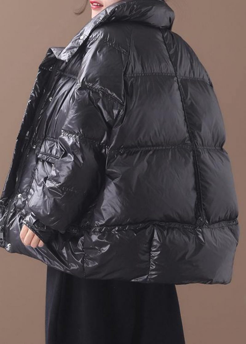 Fin Plus Size Dam Parkas Vinterkappa Svart Ståkrage Varm - Dunjackor för kvinnor