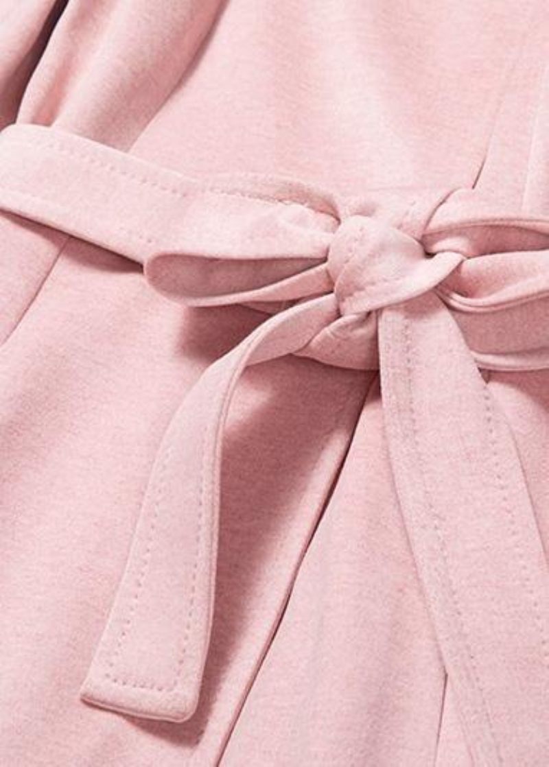 Fina Plus Size Kläder Jackor Kappor Knyt Midjerockar Rosa Vildullsrockar - Trenchcoats för kvinnor